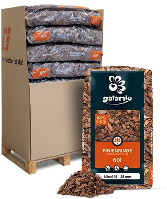 GALAMIO Pinienrinde Mittel 15-25mm 60l x 13 Sack 780l 1 Palette Pinienmulch Pinienerde Rindenmulch Pinienborke Pinie Mulch Bark Rinde Für Pflanzen Garten Terrarium Dekorativer Bodenbelag