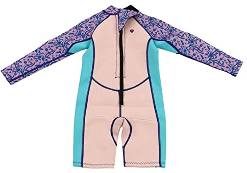 Focket Toddler One Piece Swimsuit 2.5mm Neoprene Breathable Shorts Long Sleeve Water Activity Wetsuit for Girls Boys (Size 12)