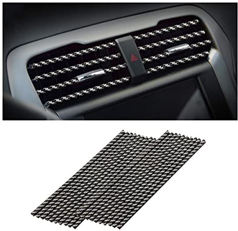 Adunsiaoto 20 Pezzi Auto Aria Condizionata Striscia Decorativa, Fai da Te Car Styling Interni Modanature Decorazione Finiture Interne, Strisce Decorative Per Auto Aria Condizionata(Fibra Carbonio)