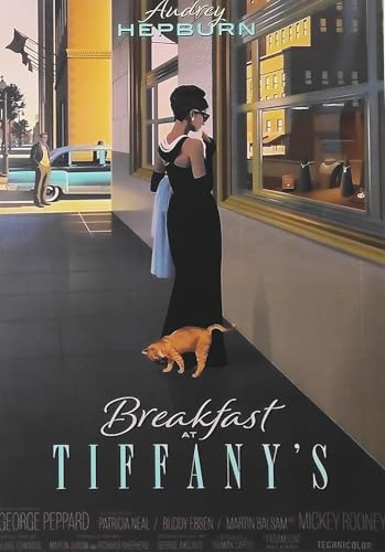 KUSTOM ART Poster mural décoratif série Affiche de film Petit déjeuner par Tiffany Breakfast at Tiffany's Audrey Hepburn Impression artistique sur papier couché 42 x 30 cm sans cadre
