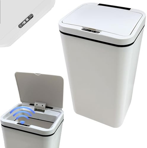 Poubelles avec Capteurs,Kamanan Poubelle Cuisine 12L Automatique,Poubelle Automatique,Poubelle Intelligente,Convient Pour Les Cuisines,Salles de Bains,Bureaux et Toilettes(Blanc) (Piles Non Incluses)