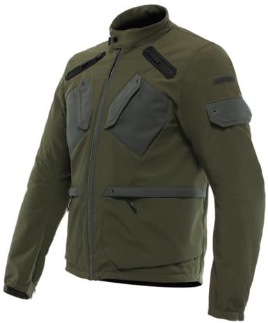 Dainese - Lario Tex Jacket, Chaqueta de Moto Urbana, con Protectores Extraíbles, Tejido Ventilado, Hombre, Verde, 48