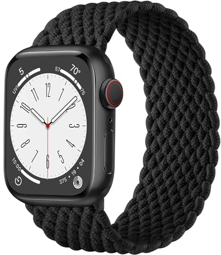 Maledan Tressé Bracelets Compatible avec Apple Watch Bracelet 45mm 42mm 44mm 49mm pour Femme Homme, Bracelet élastique réglable de Sport pour iWatch SE Series 9 8 7 6 5 4 3 2 1 Ultra, Noir