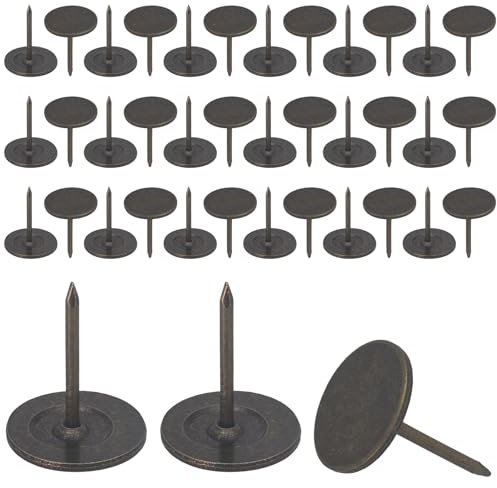 LOUZAGO 100 Stück Daumennägel, Bronzefarben, Polsternägel, Flachkopf, Dekoration, Daumennadeln, Nägel (Bronze, 16 mm x 20 mm)