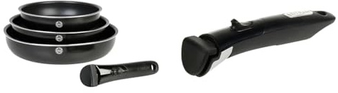 Sitram 715485 Lot de 3 Poêles Aluminium pressé SITRAMOVIBLE FAMILY Ø 20/24/28 cm & 712773 SITRAMOVIBLE - Poignée amovible pour poêle, casserole, wok