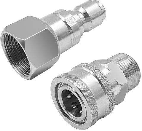 Hochdruckreiniger-Adapter-Set, Schwenkarmaturen, M22 14 mm auf 3/8 Zoll Schnellanschluss, Edelstahl-Schnelltrenn-Drehgelenk für Hochdruckreiniger-Schlauch, 5000 PSI