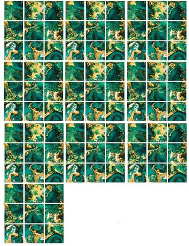 Fliesenaufkleber Grün Und Gold Selbstklebende Klebefliesen, Wandfliesen Aufkleber,Wasserdicht Fliesensticker Fur Kuche Badezimmer Dekorative Stickerfliesen,Wohnzimmer Dekoration15X15Cm