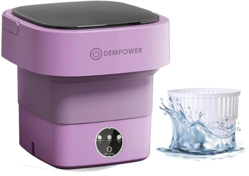 DEMPOWER Portable Washing Machine 6.5L - Washer Dryer Machine for Small Spaces - Mini Washing Machine Ideal for Apartments, Dorms, and RVs - Compact and Efficient Laundry Solution (Purple)