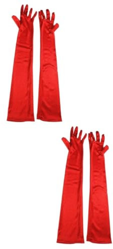 VALICLUD 2paare Lange Satin Abendhandschuhe Für Damen Elegante Flapper-handschuhe Für Cosplay Besondere Anlässe Pastellrot Für Hochzeiten Kostümpartys