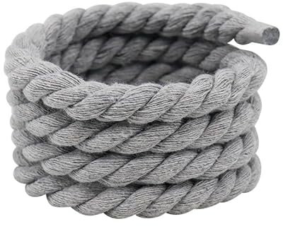 SYSUII Lot de 3 paires de lacets épais de 8 mm de large - Corde ronde - En coton torsadé - Pour chaussures de sport, chaussures de sport - Lacets larges résistants à la déchirure, gris, 80 cm