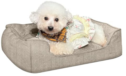 EvcgoX Hundebett Grosse Hunde, rutschfeste Hundebetten 90×69×21 cm, Flauschig Hundekorb Hundesofa mit Waschbarem Doppelseitigem Hundekissen, Braun L