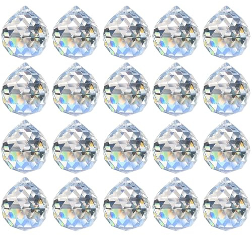 Kristalle zum Aufhängen, 20 Stück Sonnenfänger Kristall, 20mm Prisma Kristall, Regenbogen Kristalle für Kronleuchter Anhänger, Fenster, Garten, Hochzeit Dekor (20mm/20 Stück)