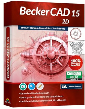 BeckerCAD 15 - 2D CAD - Software und Zeichenprogramm für Architektur, Maschinenbau, Modellbau und Elektrotechnik - 100% kompatibel mit AutoCAD für Win 10, 8.1, 7