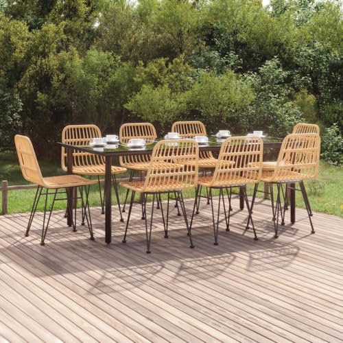 KTHLBRH 9-TLG. Garten-Essgruppe Poly Rattan Outdoor-Möbel-Sets Gartenmöbel-Sets Balkonmöbel-Sets Terrassenmöbel-Sets für Terrasse, Garten, Balkon