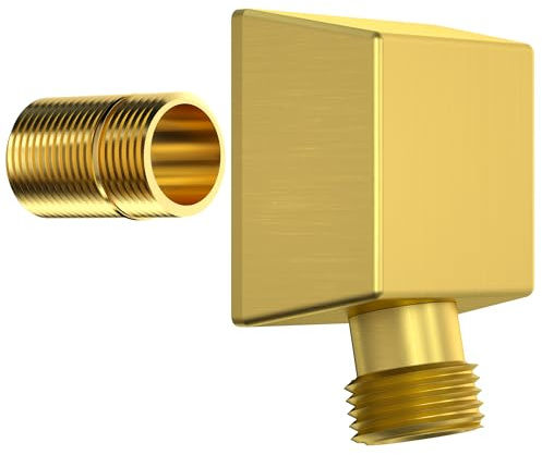 Lavatrum 100% Brass Wall Mounted Supply Elbow, Wall Elbow for Hand Shower, Solid Brass Wall Supply Elbow, Check Valve Included (Brushed Gold)