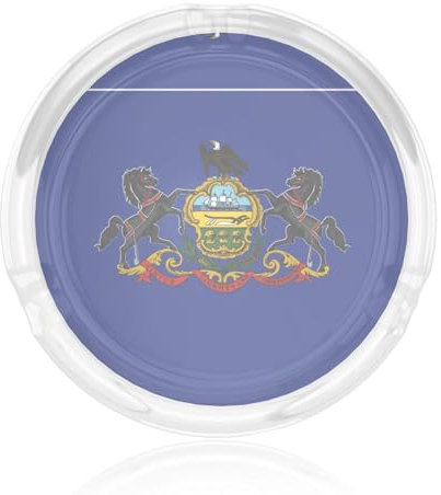 Ceniceros de cristal con bandera del estado de Pensilvania para cigarrillos, ceniceros de vidrio decorativos, bandejas redondas para ceniceros para el hogar, la oficina