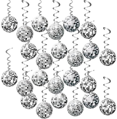 48 piezas de decoración de disco de cumpleaños, decoración de discoteca, fiesta, decoración de fiesta colgante en espiral, decoraciones de fiesta disco retro para rock disco Boogie Hippie de los años