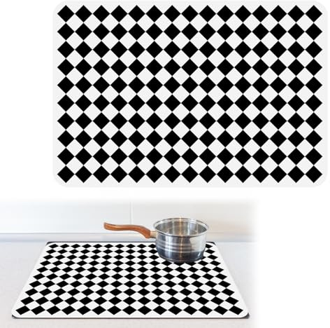 Protection Plaque Induction, Protege Plaque Vitrocéramique, Damier Cache Plaque de Cuisson,Silicone Protege Plaque Vitrocéramique, Couvre Plaque de Cuisson Induction, 52 x 78cm