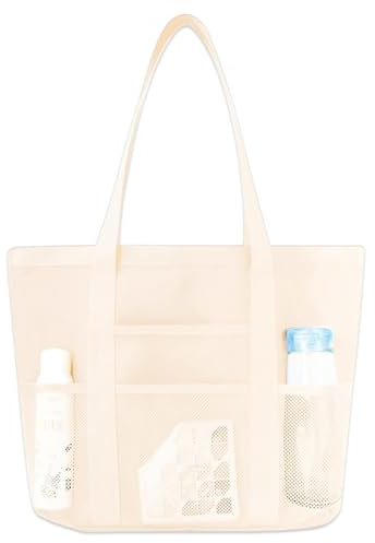 HTTDSLF Bolsa de Playa Grande XXL Familiar, Bolso Playa Mujer Impermeable, Bolsa de Mano Plegable, Bolsa De Malla De Playa con Múltiples Bolsillos, para Playa, Viajes, Daily Pool Gym