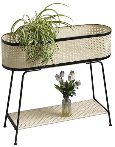 2-stufiger schmaler Pflanzenständer, robustes Pflanzenregal aus Metall für die Dekoration zu Hause und im Büro, Aufbewahrungsregal für Blumendisplays für Rasen, Terrasse, Balkon und Wohnzimmer