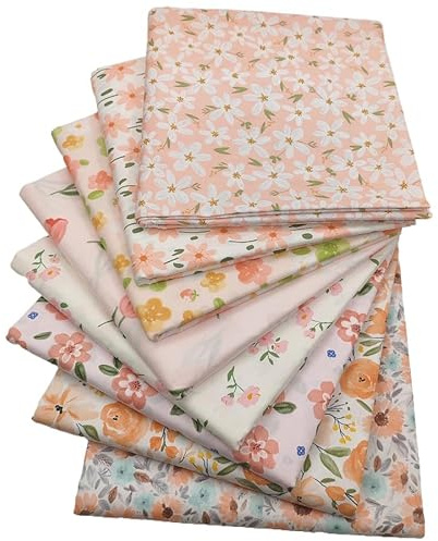 JClorix Furoshiki Tuch 8 Set, Stoffgeschenkpapier Rosa Blumenmuster, Nachhaltige Geschenkverpackungen 100% Baumwolle für Geburtstag & Hochzeit - Umweltfreundlich Schenken (25 * 25cm)