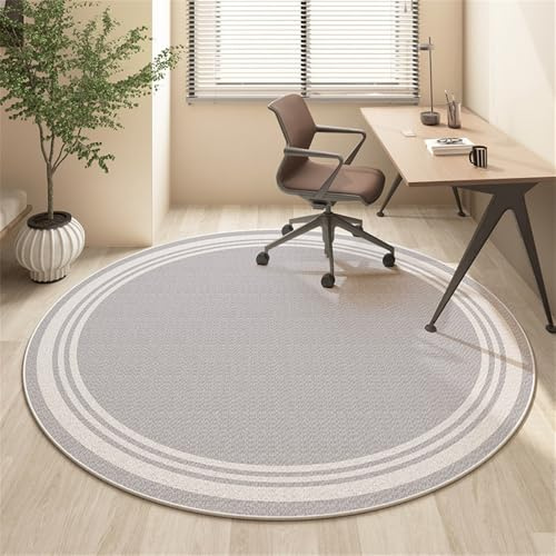 Odot Runde Bodenschutzmatte Bürostuhl, Japanischer Stil Bürostuhl Unterlage Schreibtischstuhl Unterlage rutschfest Bodenschutzmatte Gaming Teppich für Hartböden Büro (Hellgrau,120cm)