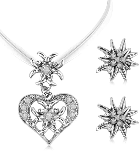 MAOSHYMS Oktoberfest Trachtenschmuck Damen,Pktoberfest Deko Trachtenkette Wiesnherz für Damen Bierfest Trachten Dirndl Outfit Accessoires