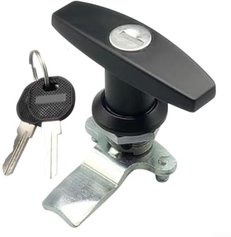 Serratura con maniglia a T resistente agli spruzzi di sale, per armadi e purificatori d'aria, con chiave, design di sicurezza (nero)