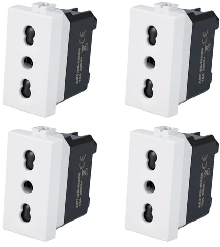 VOLTIX 4 PEZZI Presa Bipasso Bivalente 2P+T 10/16A Prese Elettriche da Muro Compatibile con Bticino Matix (4)