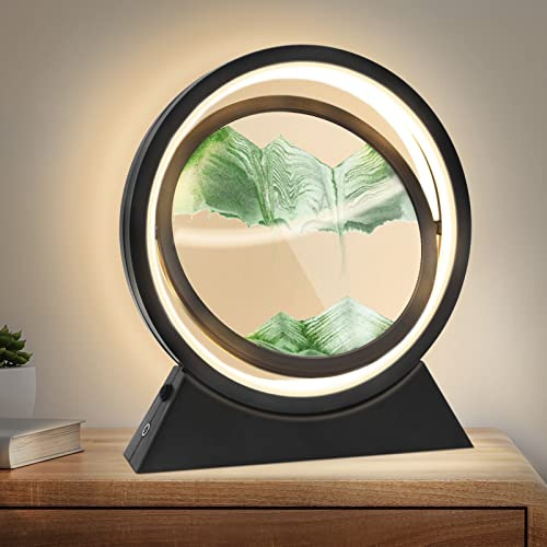Wai Danie Sablier en verre 3D rond en forme de sablier en forme de sable en mouvement liquide sensoriel relaxant pour bureau, décoration de bureau (vert)