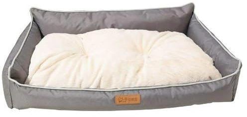 LxsNyvantic Cama para Perros 90×60×(18,5+10) cm Gris, Cama Perro con Funda Oxford y Felpa Corta Anti-Olor, cojín Interior extraíble y Lavable, Mantiene la Forma, para Mascotas hasta 20 kg