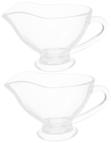 COLLBATH 2 piezas Salseras de Vidrio con Asa Jarritas Pequeñas para Leche Crema y Salsa Recipiente Transparente para Café y Condimentos Práctico para Hogar y Restaurante