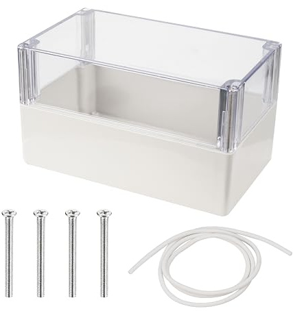 Abzweigdose Wasserdichte Anschlussdose, IP65 Abzweigdosen, Gehäuse Elektronik, Plastik Leergehäuse Kunststoff Elektronische Gehäuse Box, Projektbox Verteilerdose mit Klar Deckel(200 x 20 x 113mm)
