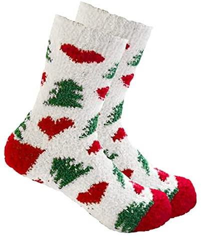 Generico Calzini Natalizi, Calze Natalizie Donna Divertenti, Calzini Termici Donna Invernali, Calze Caldi Pelosi Morbido Pile di Corallo Calzettoni Caldi Regali per Natale Taglia unica