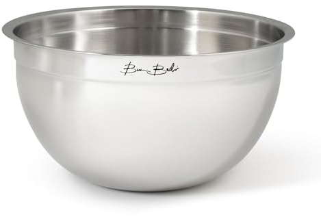 H&H by Bruno Barbieri – Bowl in Acciaio Inox 18/10 Ø24 cm, Ciotola da Cucina per Uso Domestico, Ideale per Mescolare, Impastare e Servire, Lavabile in Lavastoviglie