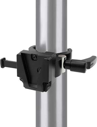 LSYRIA V Mount Universal Crab Clamp V Lock Battery Quick Release Super Adjustable Mount Tripod Adapter Holder for Light Stand Tripod Legs, Compatible with DSLR Camera Battery (Black)