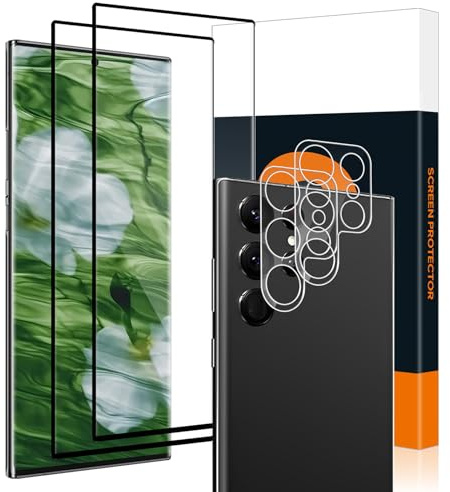 Carantee 2+2 Stück Schutzfolie für Panzerglas für Samsung Galaxy S24 Ultra 5G, 9H Gehärtetem Anti-Kratzer Anti-Bläschen Anti-Öl Samsung S24 Ultra Displayfolie, Präzise Passform Anti-Staub Kameraschutz