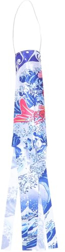 Abaodam Japanese Carp Windsock Hanging Decoration for Backyard and Garden Outdoor Use, Blue Silk Fabric Fish Windsock Realistic Carp Appearance, for Japanese Party Decorations and Holiday