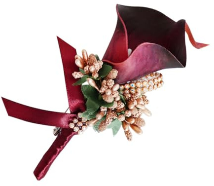 Abaodam Brosche Handgefertigte Ansteckblume und Strass Elegante mit Callalily Motiv Pu Feine Verarbeitung und Sicherheitsnadel für Hochzeit und Tanzparty
