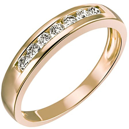 goldmaid Damen-Ring Gelb Gold 585 7 Diamanten Lupenrein 0,25 Karat Memoire Grösse 54 Me R054GG54 Brillanten Diamantring Verlobung
