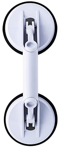 Sauggriff. Artikelmaße 355mm x 80mm x 92mm x 125mm. Großer Saugnapf mit einer Zugkraft von maximal bis zu 100 kg, in weiß.