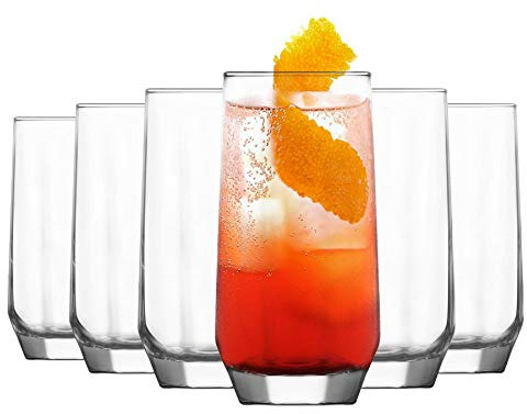LAV 6X Clear 215ml Diamond Highball Glasses - Tall Hi Ball Glass Water Gin Juice Cocktail Drinking Glassware Tumblers Set