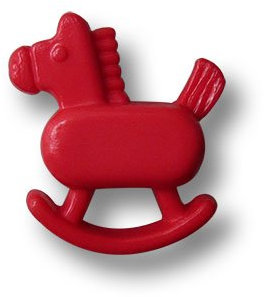 Knopfparadies - 5er Set süße rote Kinderknöpfe in Schaukelpferd Form mit Durchbruch Muster/Rot/Motivknöpfe/Ø ca. 16x18mm