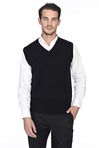 State Cashmere Sleeveless Sweater Vest - V-Neck Pullover for Men Made with 100% Pure Cashmere Sourced from Inner Mongolia Goats - Soft, Lightweight & Versatile - (Black, X-Large)