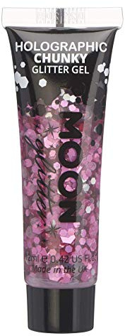 Gel Brillante grueso Holográfico para la Cara y el Cuerpo por Moon Glitter - 12ml - Rosa - Pintura Facial Brillante