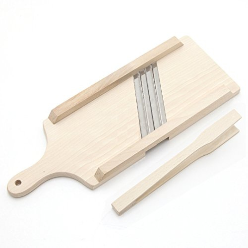Holzfee Krauthobel Gemüsehobel Gurkenhobel (44 x 16 cm | 2 Messer) + Holz-Zange