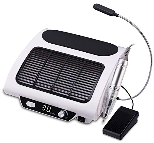 Torno para Uñas Profesional 30000 RPM, AZ GOGO Velocidad Ajustable Lima de Uñas Eléctrica, Aspirador, Pedal y Pantalla LED, Manicura y Pedicura Pulidor Eléctrico Ideal para Salón de Belleza y Casa