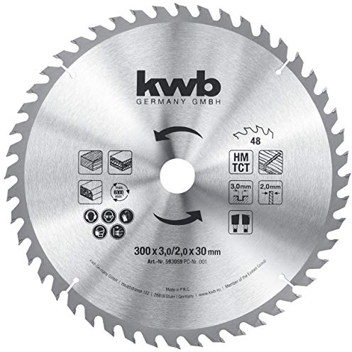 kwb Lama per sega circolare da costruzione 300 x 30, denti alternati per tagli medi, uso universale per legno da costruzione e altro ancora