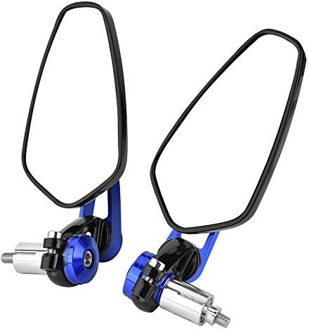 Hlyjoon 1 Paire de rétroviseurs convexes de Moto Moto en Alliage d'aluminium 7/8 22mm rétroviseurs latéraux d'extrémité de Barre(Bleu) retroviseur Moto Embout de Guidon+retroviseur de Guidon Moto