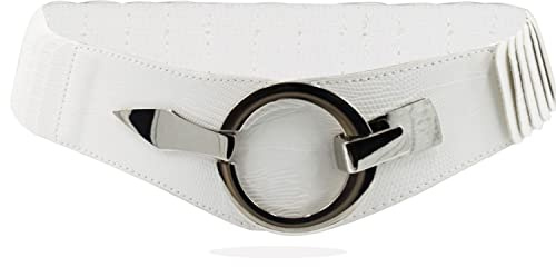 Gloop Damen Taillengürtel Elastischer gürtel 6cm breiter Hüftgürtel silberner Ring